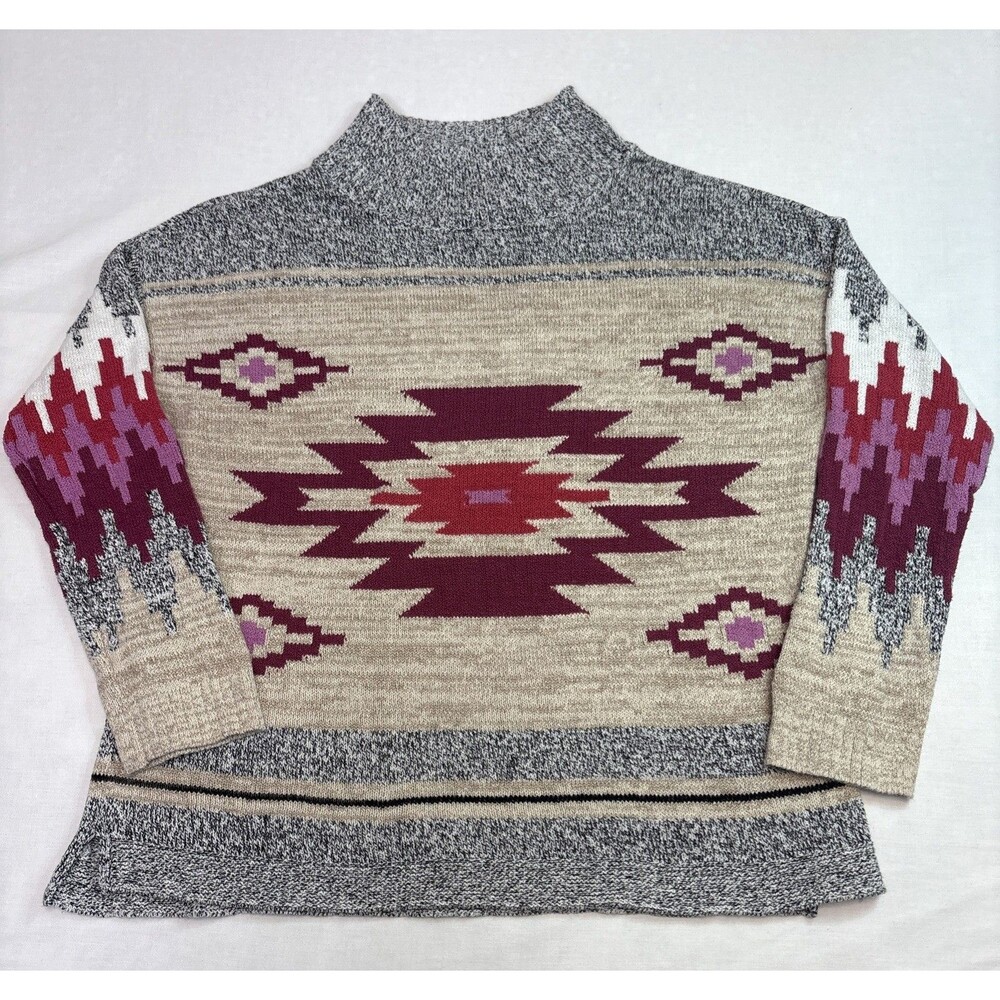 Nic + Zoe Womens Fall Feelings Knit Mock Turtleneck Sweater Top Southwest Sz Med